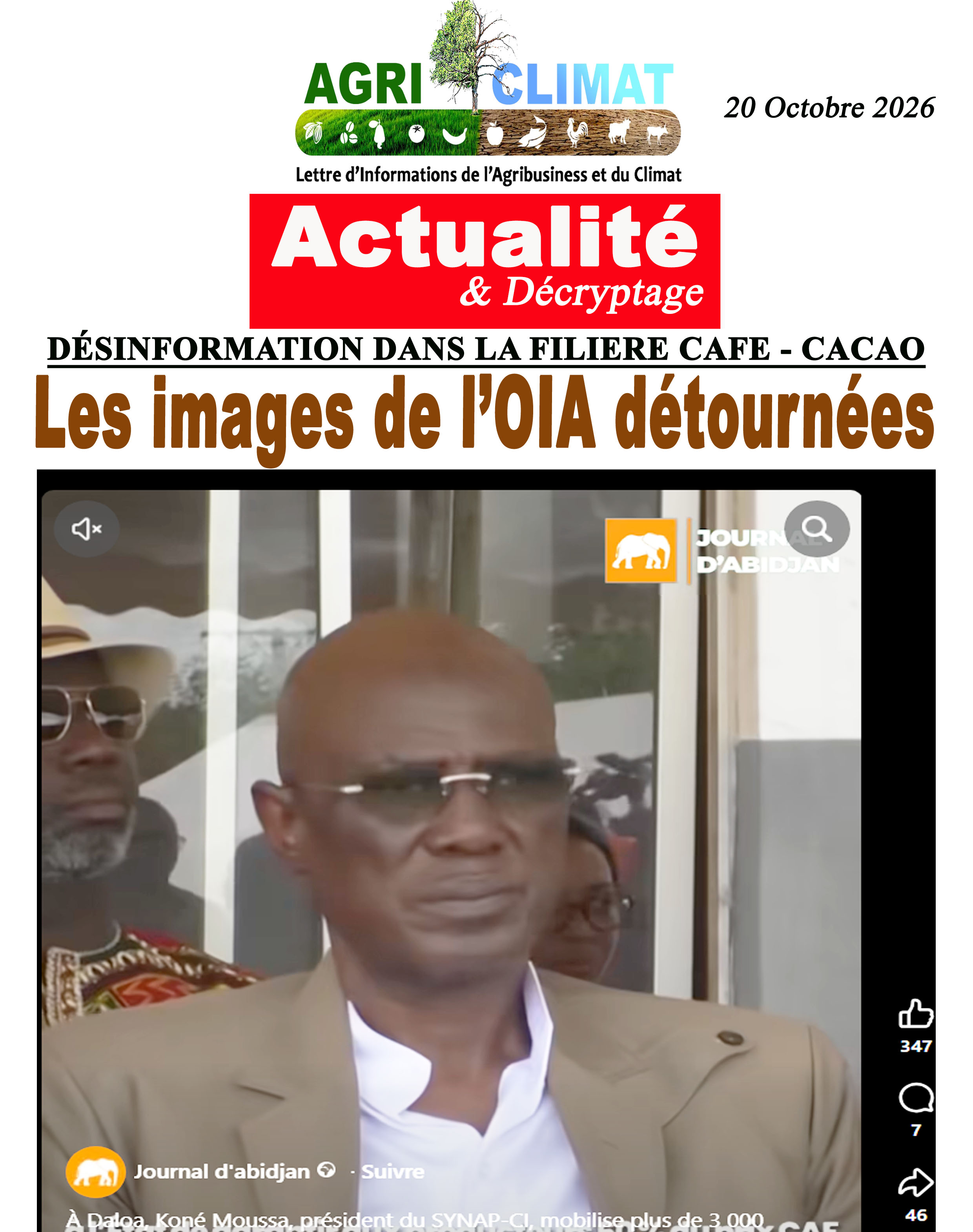DÉSINFORMATIONDANS LA FILIEE CAFE - CACAO Les images de l’OIA détournées